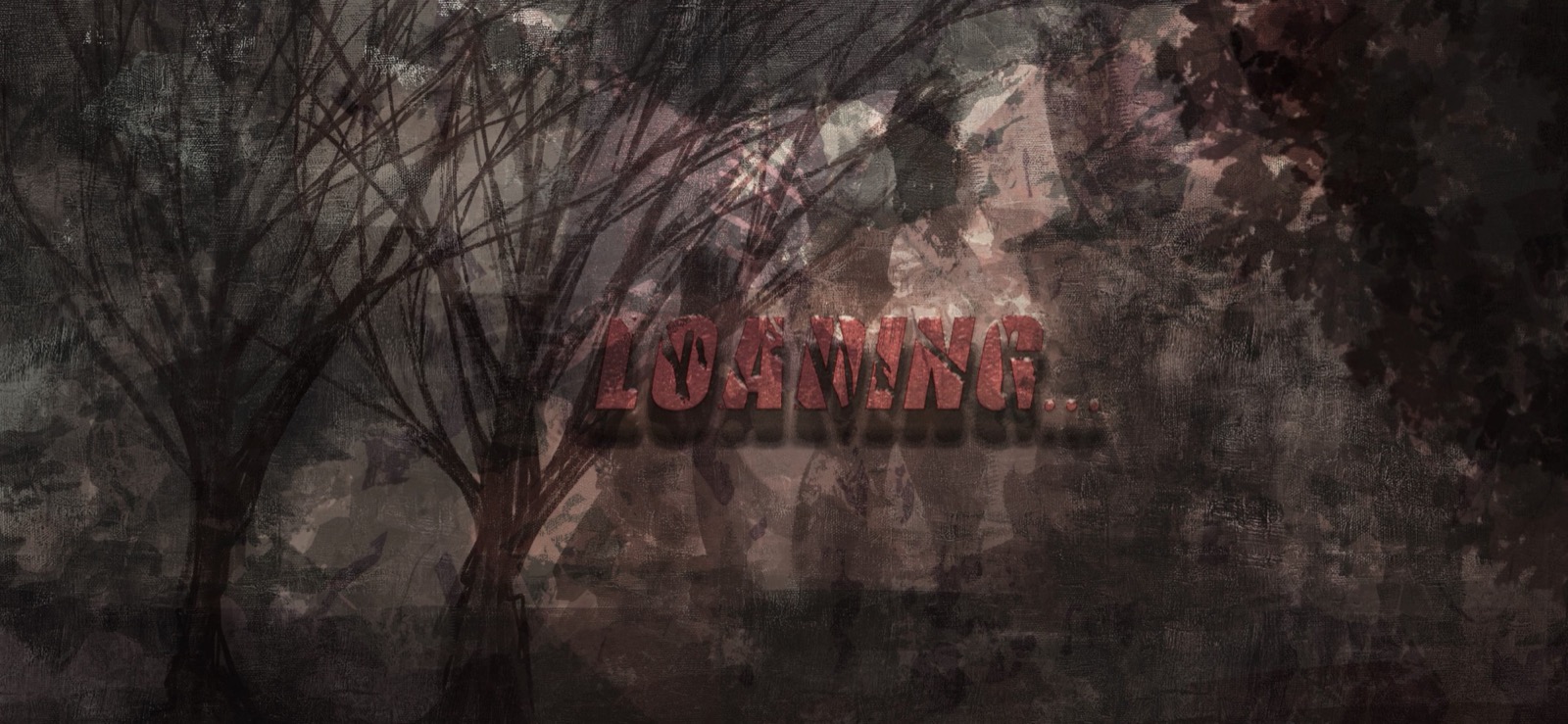 Loading screen: dark atmospheric forest with LOADING text