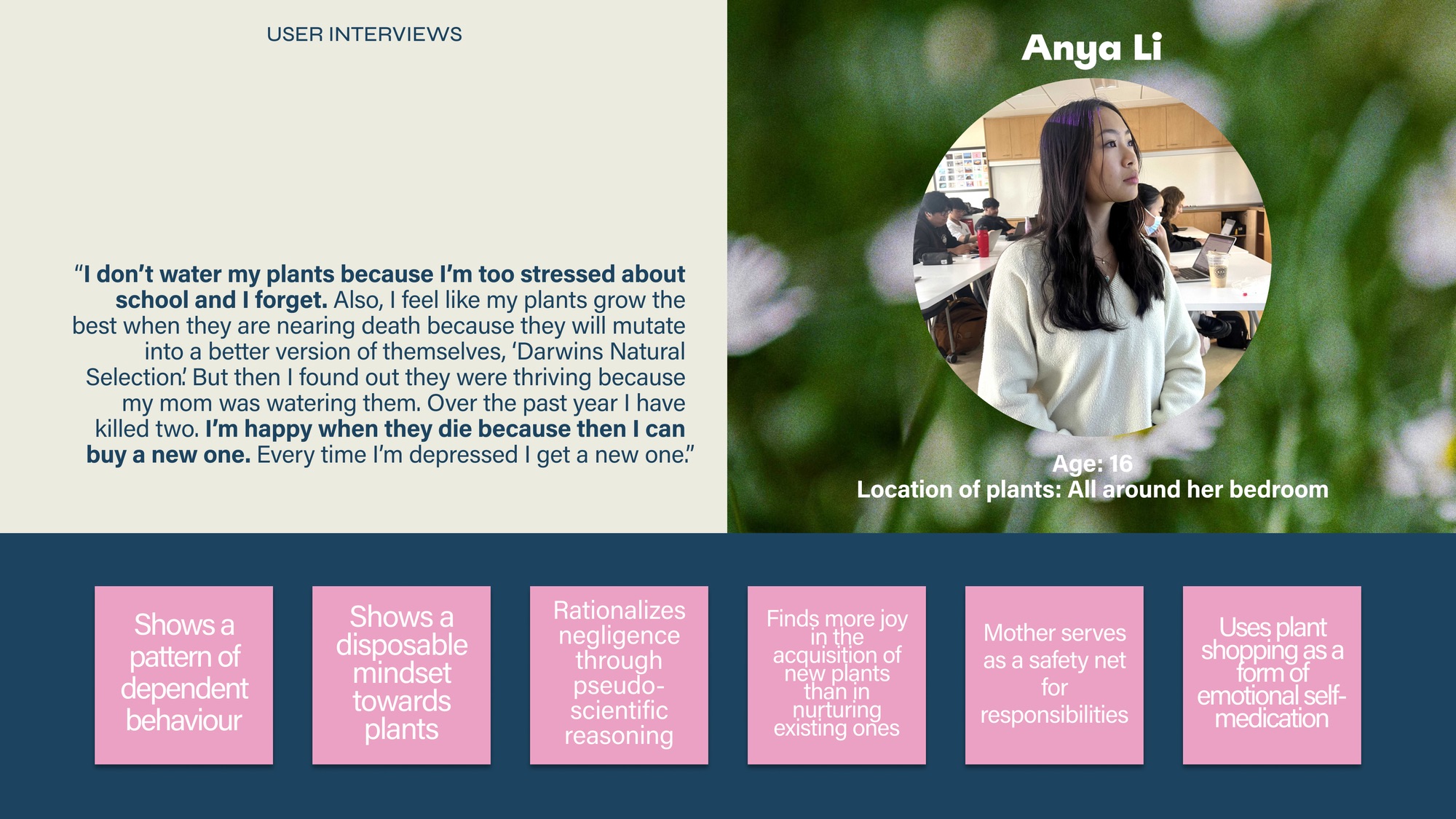 User interview: Anya Li, 16, plants as emotional therapy