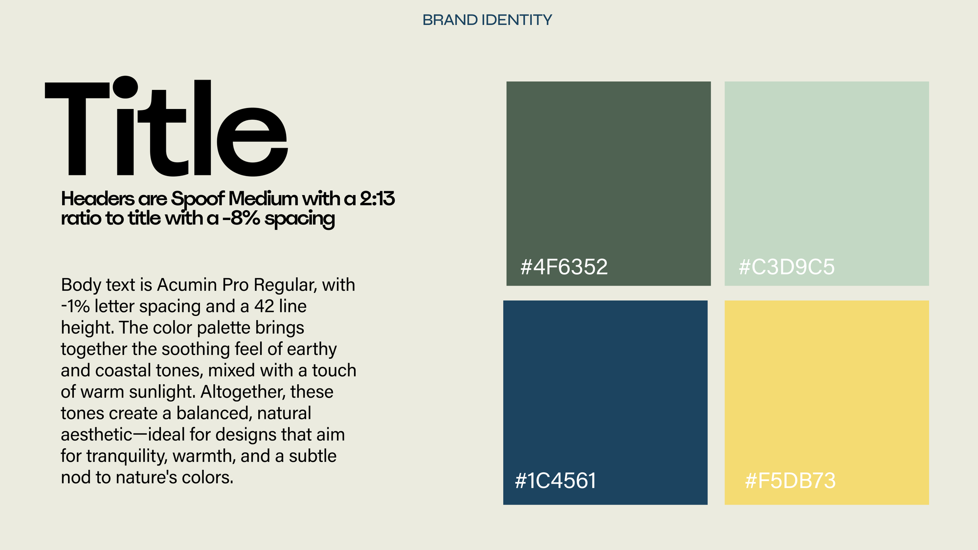 H2Know brand identity: Spoof Medium, earthy palette: sage, deep teal, warm yellow