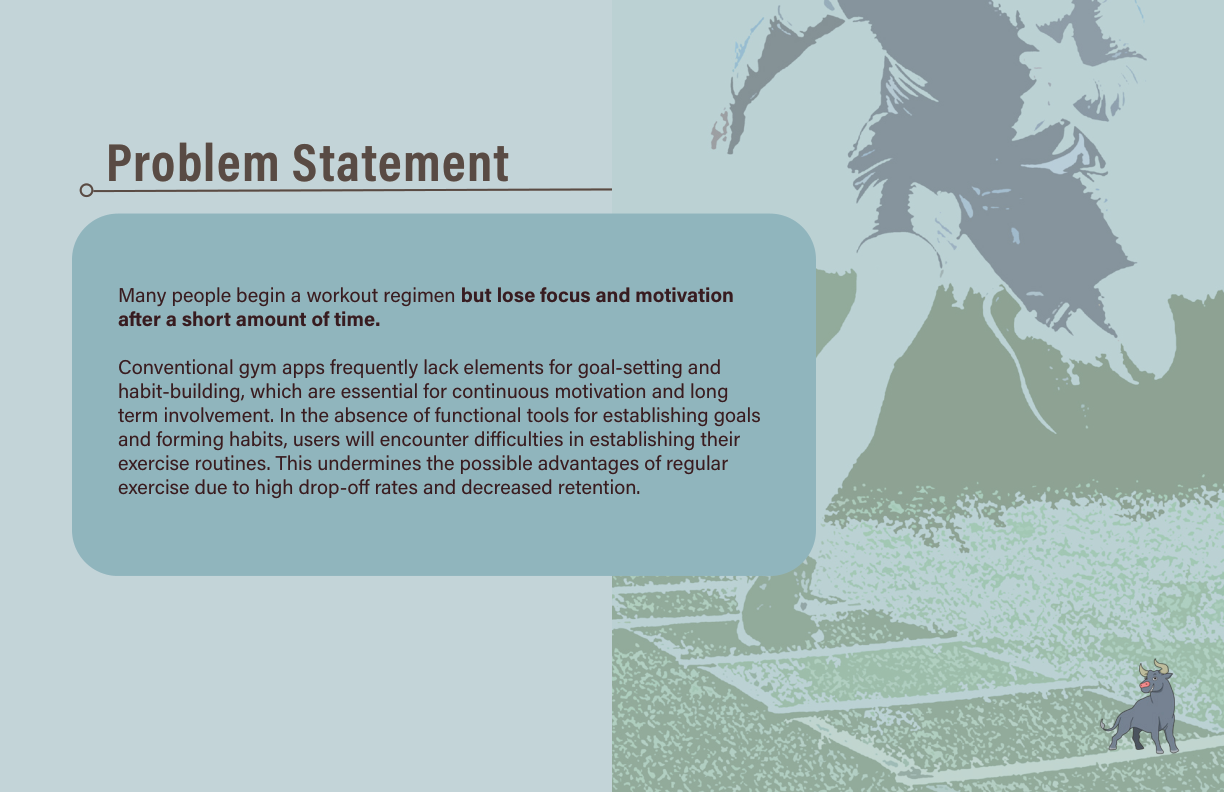 Problem statement slide: gym background with problem framing text