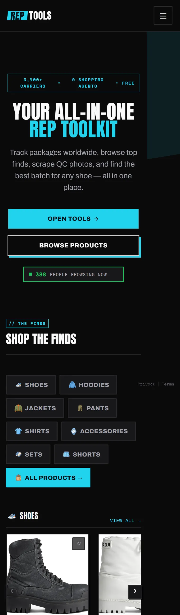 After, on a phone: the catalogue itself, browsable immediately