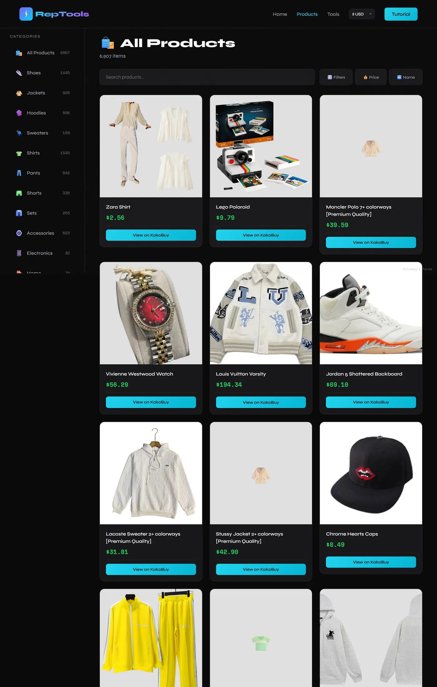 Before: sidebar categories, a three-column grid and pagination