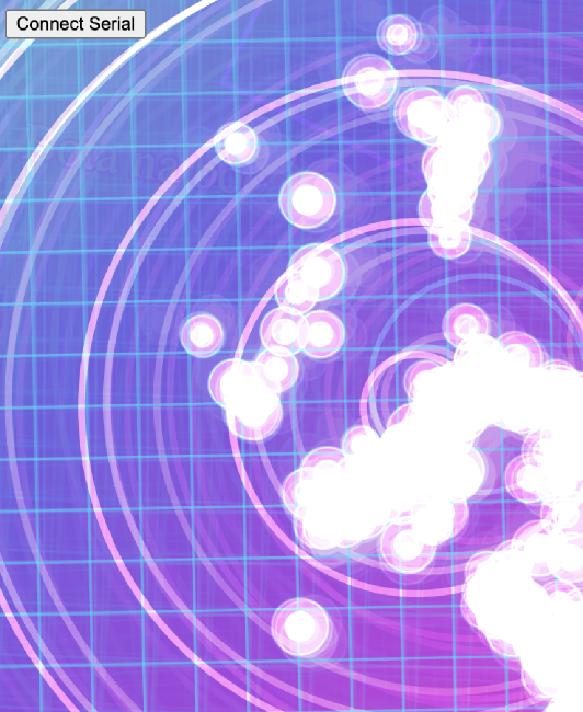 p5.js generative visual: psychedelic purple-blue concentric rings with white particle explosions responding to pressure